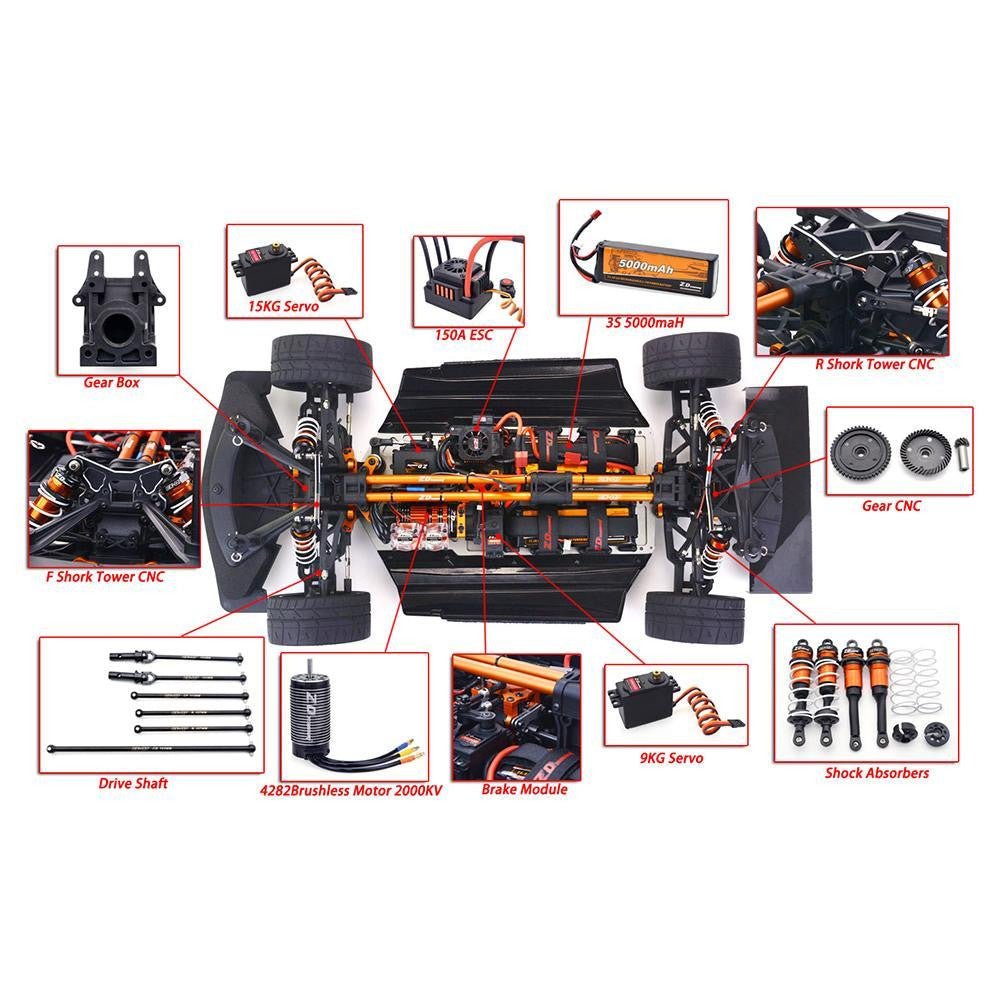 ZD Racing EX07 1/7 Electric Brushless On - Road RC Car 130km/hZD RacingColorful