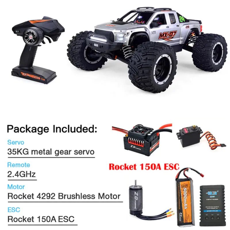 ZD Racing MX - 07 1/7 4WD 6S or 8S Electric Brushless Monster Truck Remote Control RC CarZD RacingSilver